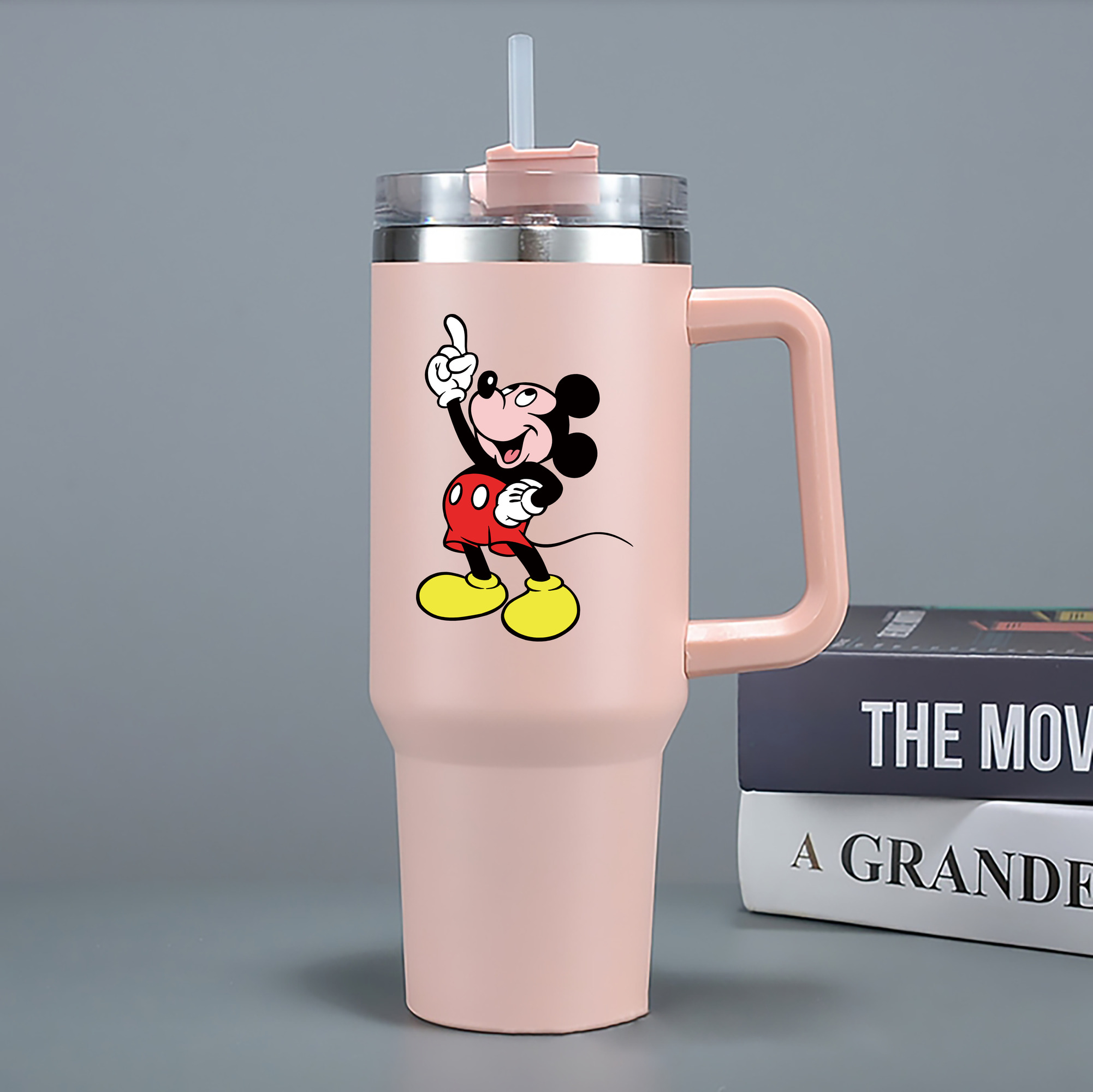 （画像用） ミッキーマウス Mickey Mouse 1200mL車用タンブラー - クリスタルステッカー（プラスチックストロー付き）